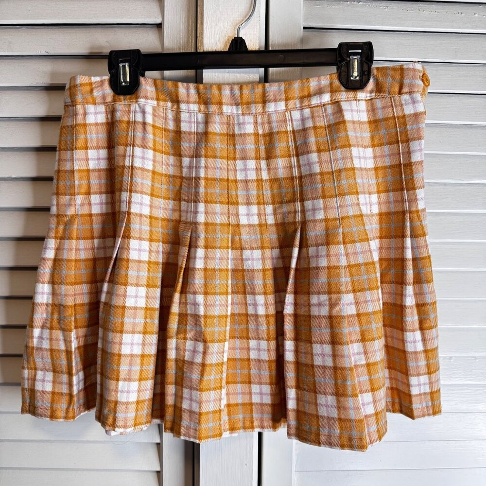 AEROPOSTALE XL YELLOW PLAID TENNIS PLEATED SKIRT PREPPY SCHOOLGIRL Y2K INSPO